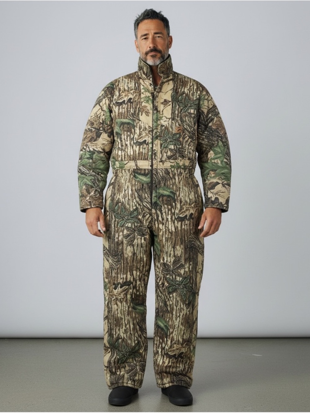 Vintage Duxbak Coveralls Mens XL Insulated Camo Tree Bark Hunting Fishing USA